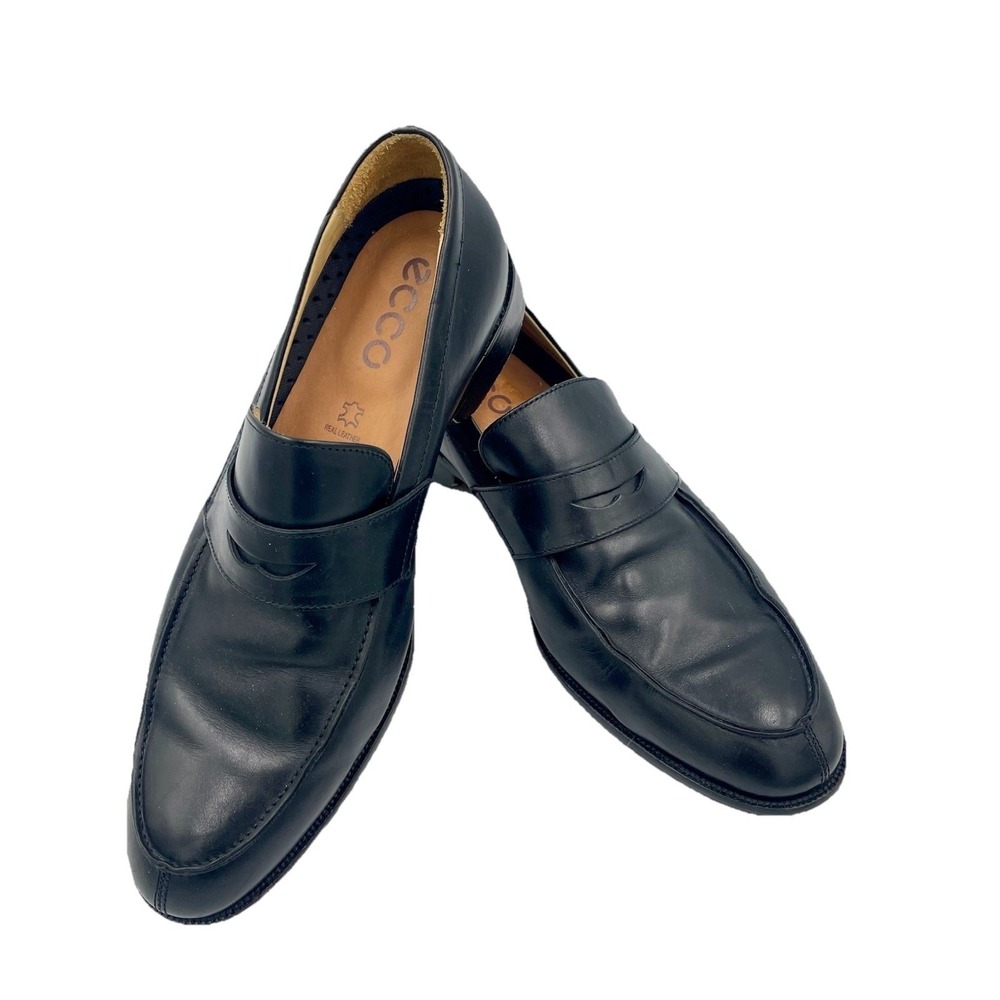 Preppy Penny Loafers Old Money Size 9-9.5 (EU 43) ECCO Queenstown Black Academia